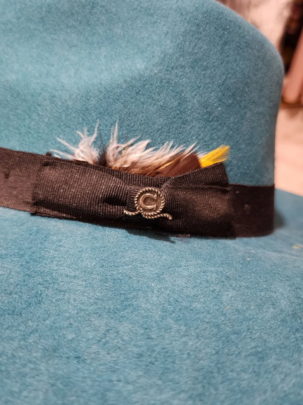Teal Wool Fedora with Contrast Band